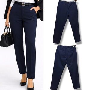 Zara Navy Straight Leg Trousers